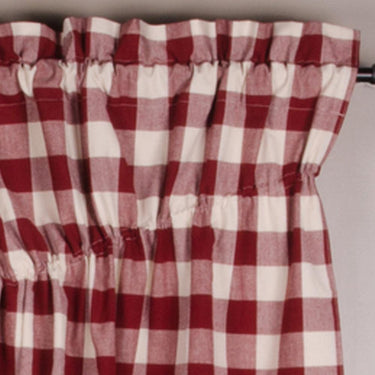 Barn Red Buttermilk Buffalo Check Gathered Swag Lined C6510017 - The Fox Decor